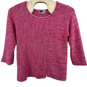 Habitat Clothes To Live In Pink‎ Space Dye 100% Cotton 3/4 Sleeve Sweater XL